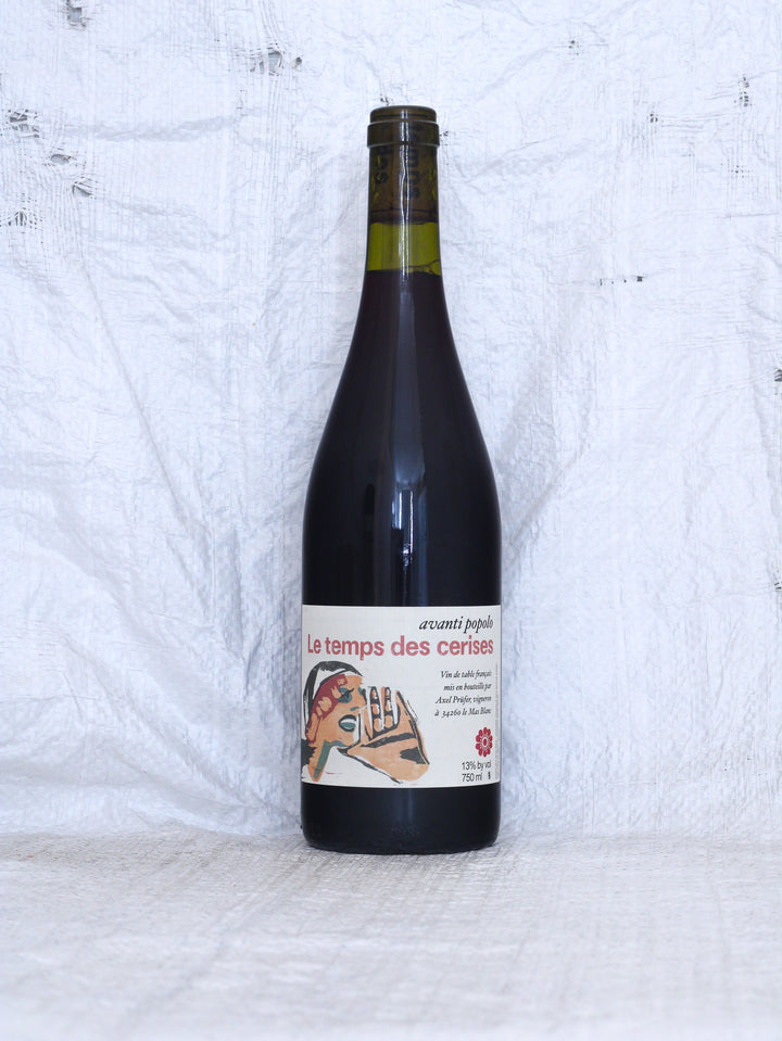 Avanti Popolo 2024 von Le Temps des Cerises Flasche Vorderetikett. Naturwein aus Südfrankreich von Axel Prüfer mit lebendiger Frucht, Frische und charaktervollem Ausdruck.