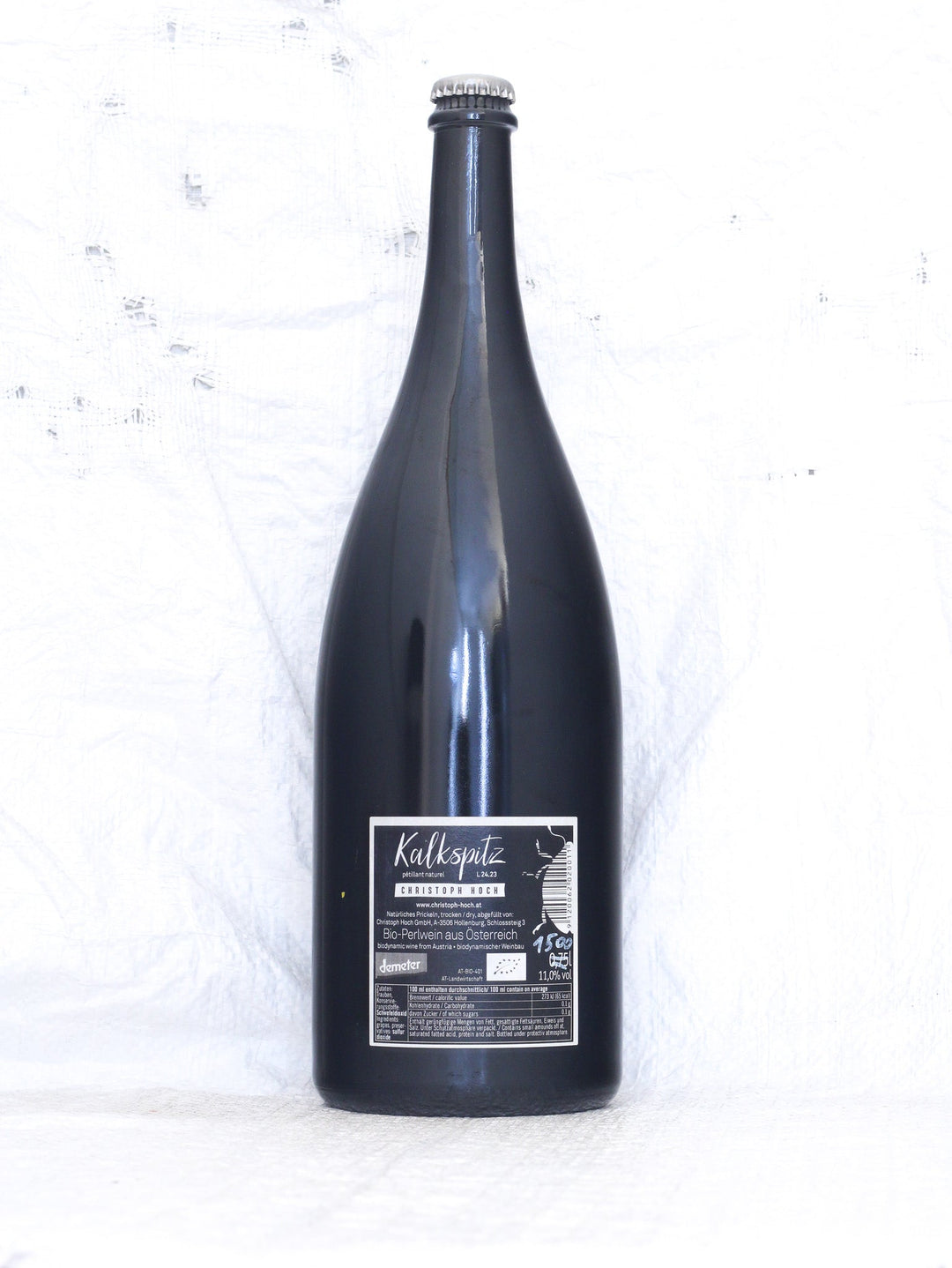 Kalkspitz Non Vintage 1,5Liter Magnum Bio Schaumwein von Christoph Hoch Flasche Hinteransicht