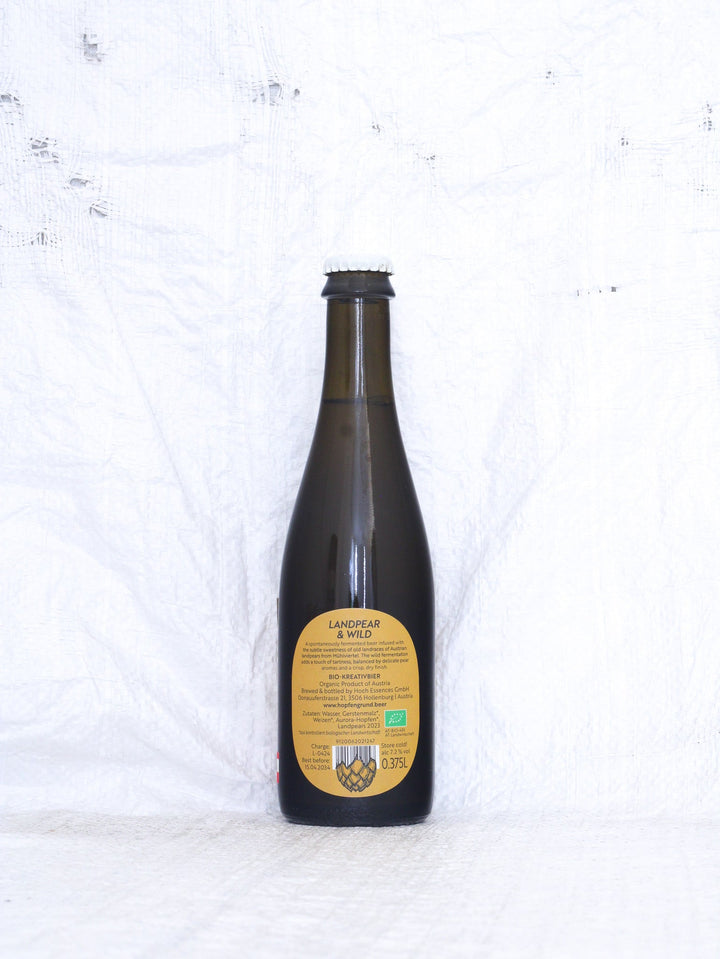 Landpear & Wild Bio Bier mit Birne von Hopfengrund Flasche Backlabel